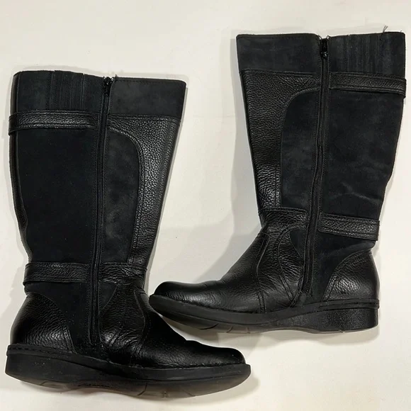 CLARKS Women’s Whistles Whey Black Zip Up Riding Boots Leather & Suede 8.5M - Picture 11 of 13